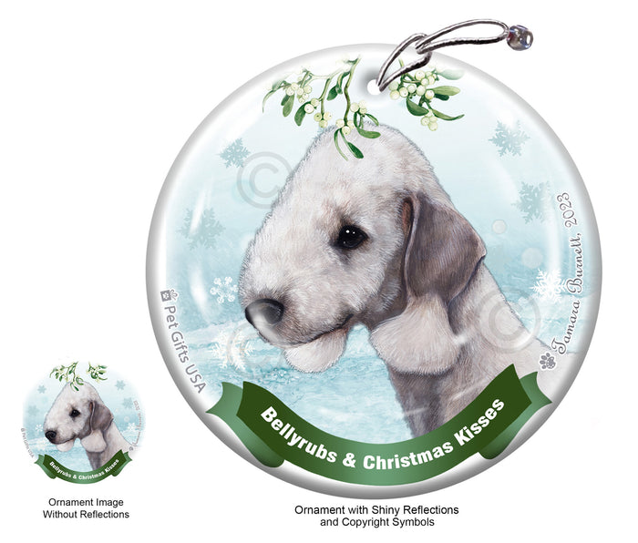 Bedlington Terrier Bellyrubs and Christmas Kisses Ornament
