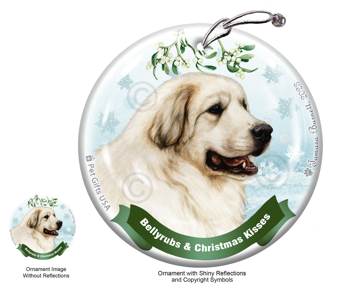 Great Pyrenees Bellyrubs and Christmas Kisses Ornament