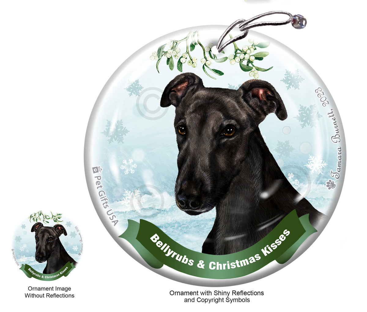 Greyhound Bellyrubs and Christmas Kisses Ornament