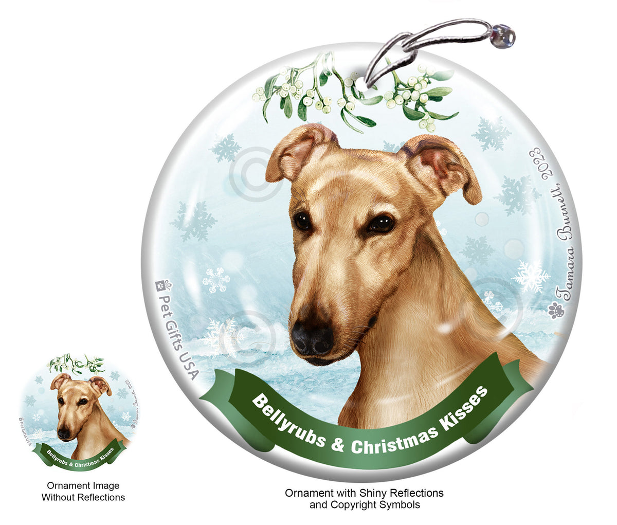 Greyhound Cream Ornament