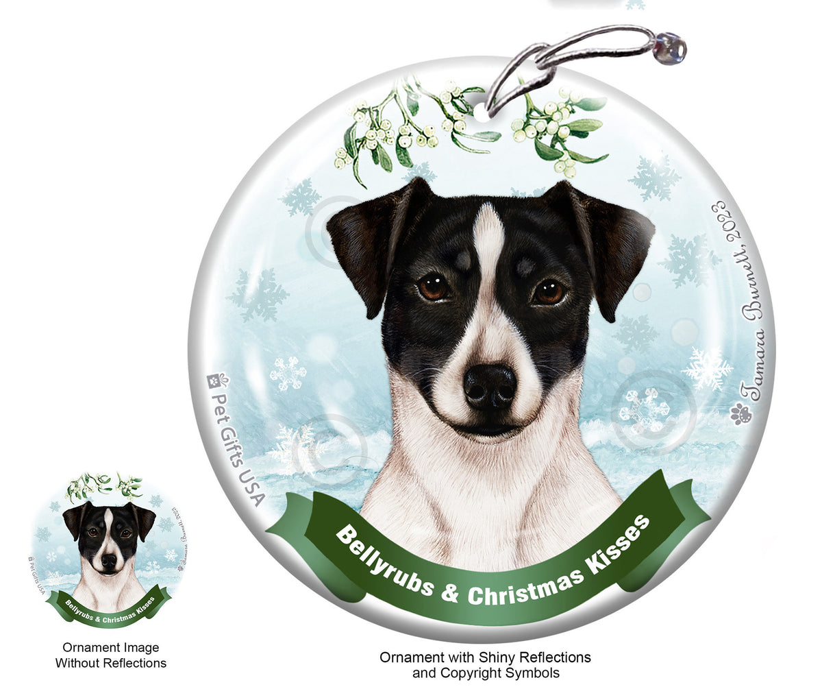 Rat Terrier Black and White Uncropped Ornament