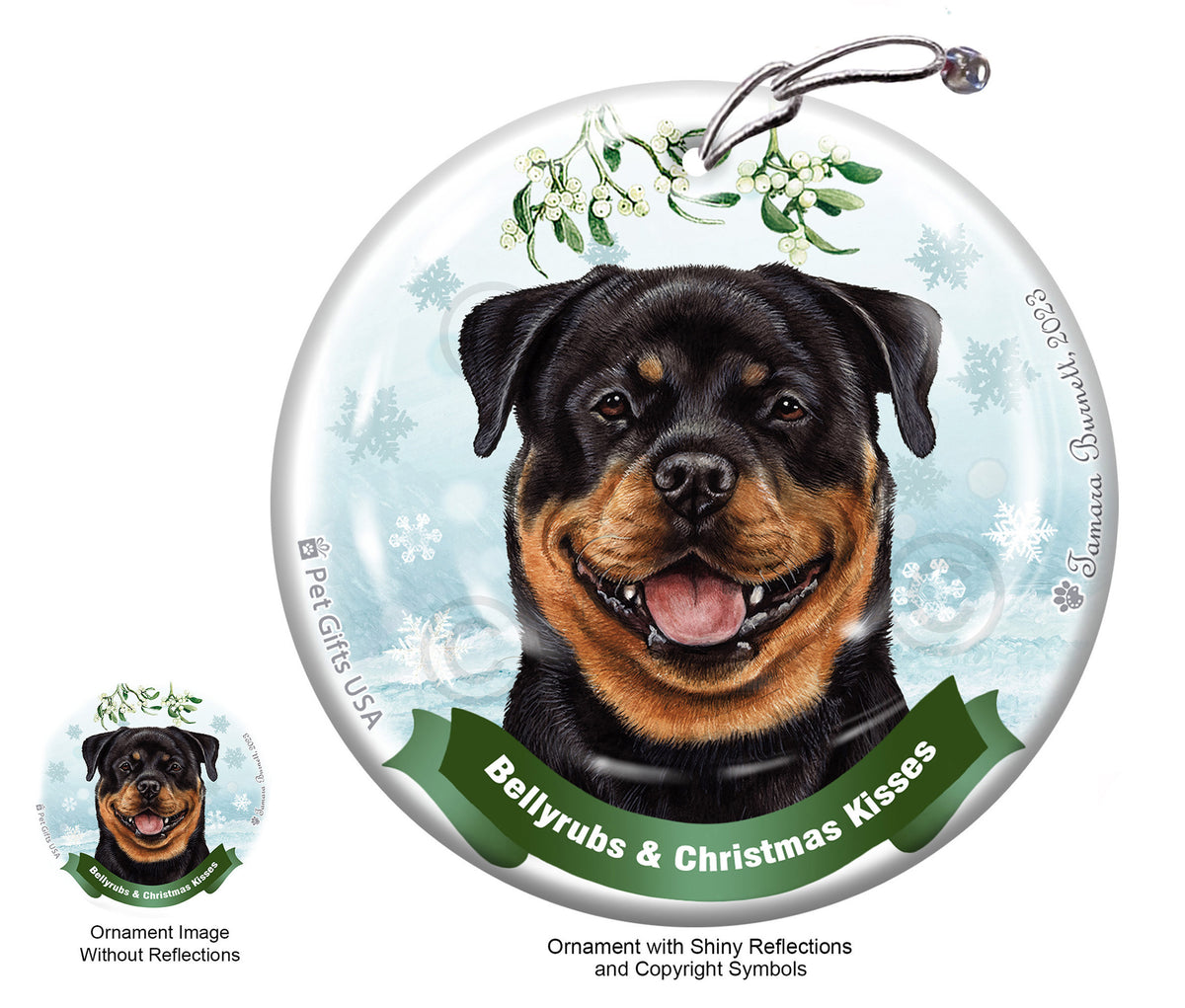 Rottweiler Bellyrubs and Christmas Kisses Ornament