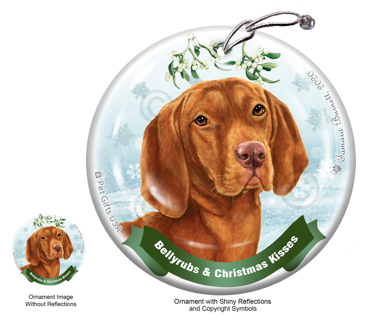 Vizsla Bellyrubs and Christmas Kisses Ornament