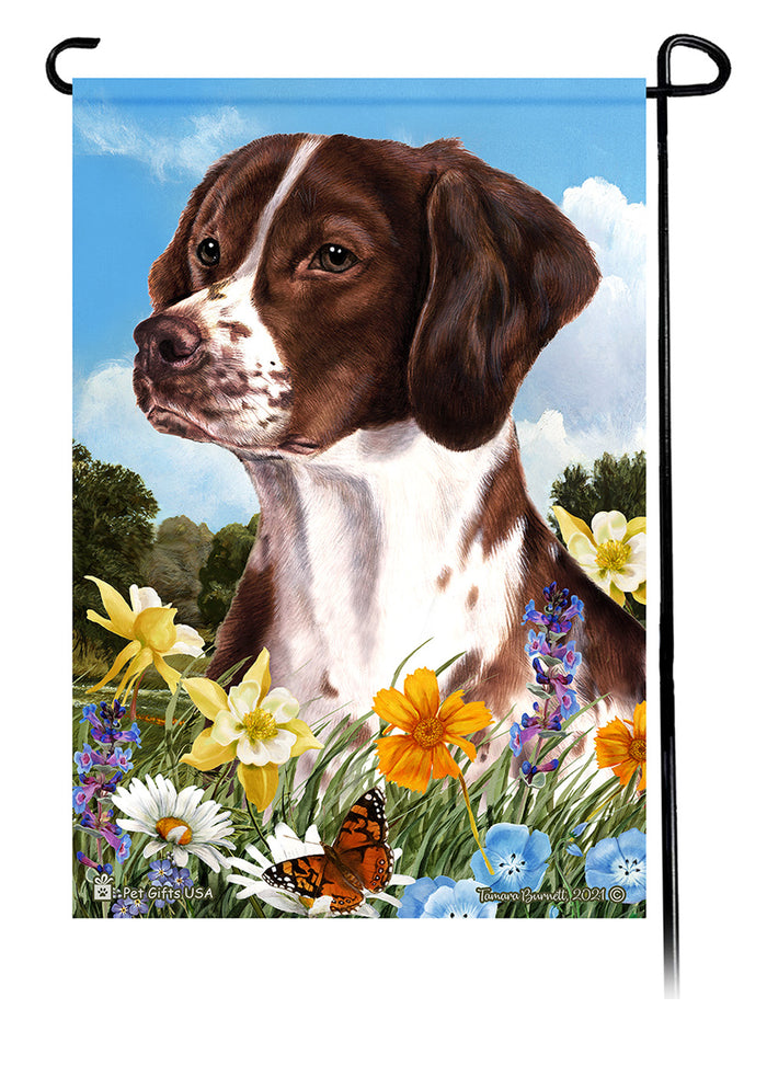 Brittany Spaniel Summer Flowers Garden Flags