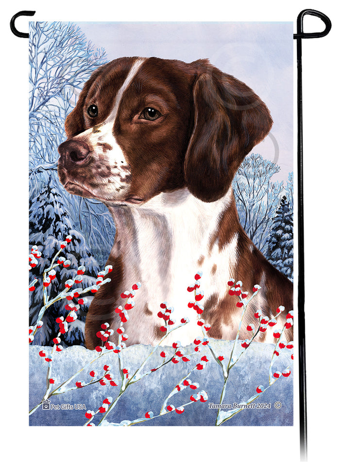 Brittany Spaniel Winterberries Garden Flags