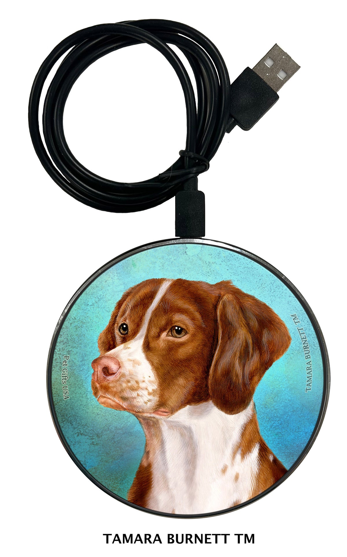 Brittany Orange and White Zoomies Wireless Charger