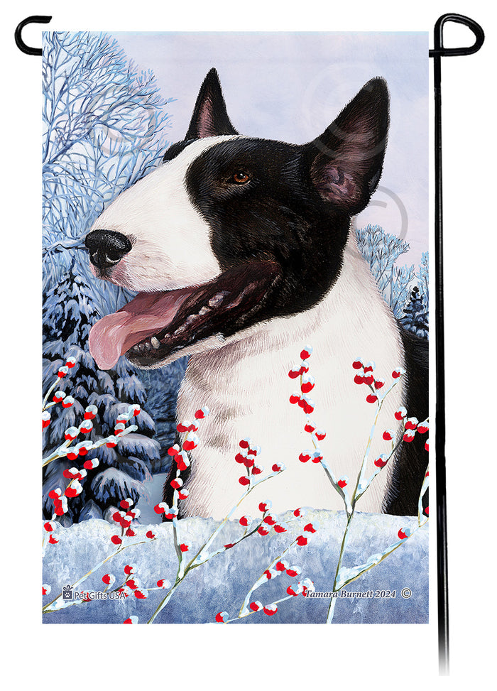 Bull Terrier Winterberries Garden Flags