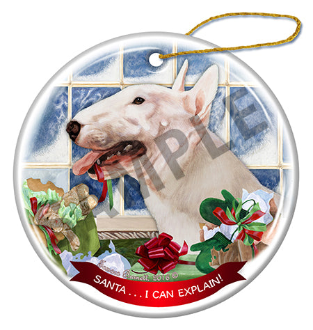 Bull Terrier White - Santa I Can Explain Ornament