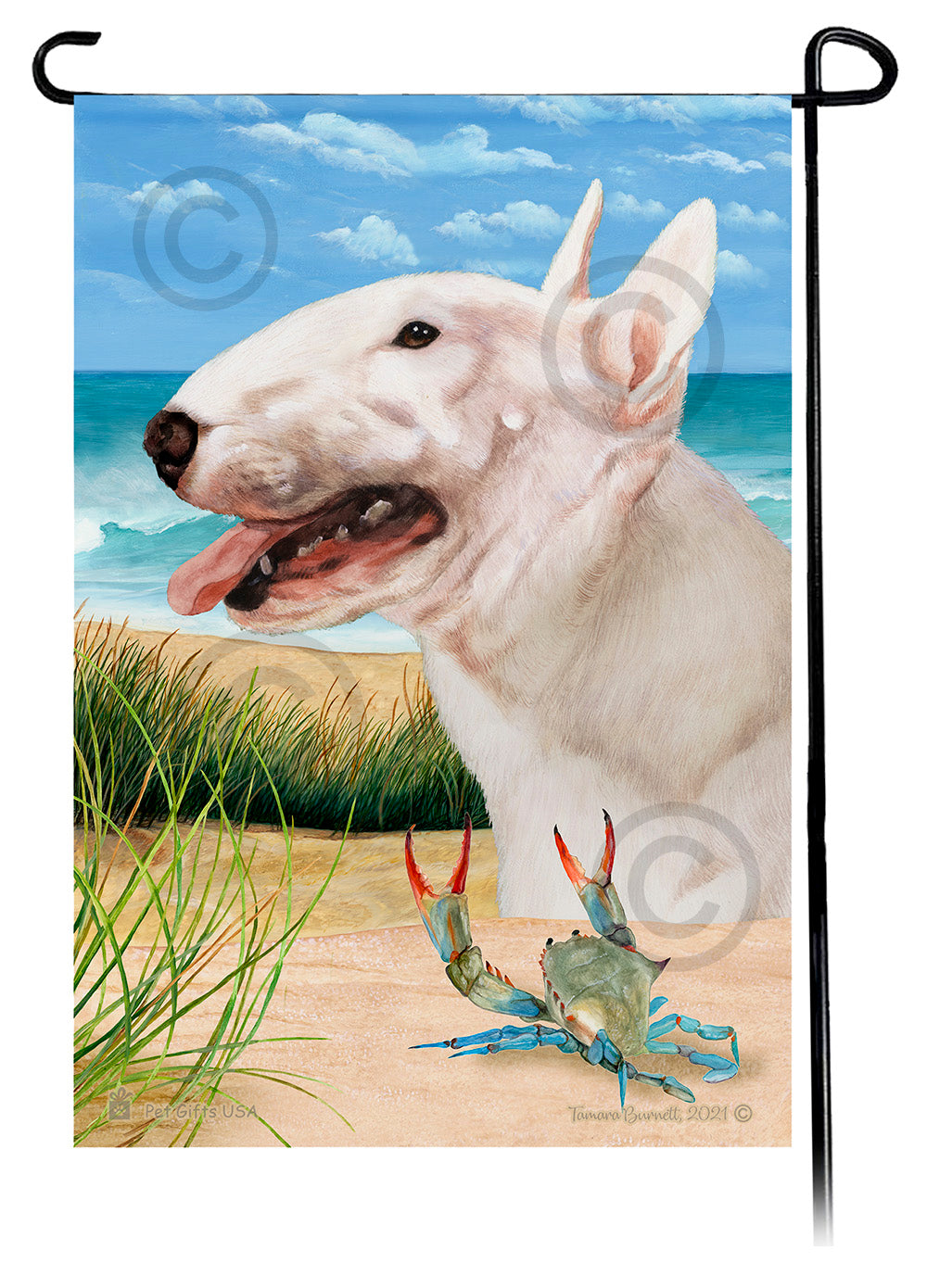 Bull Terrier Summer Flowers Garden Flag
