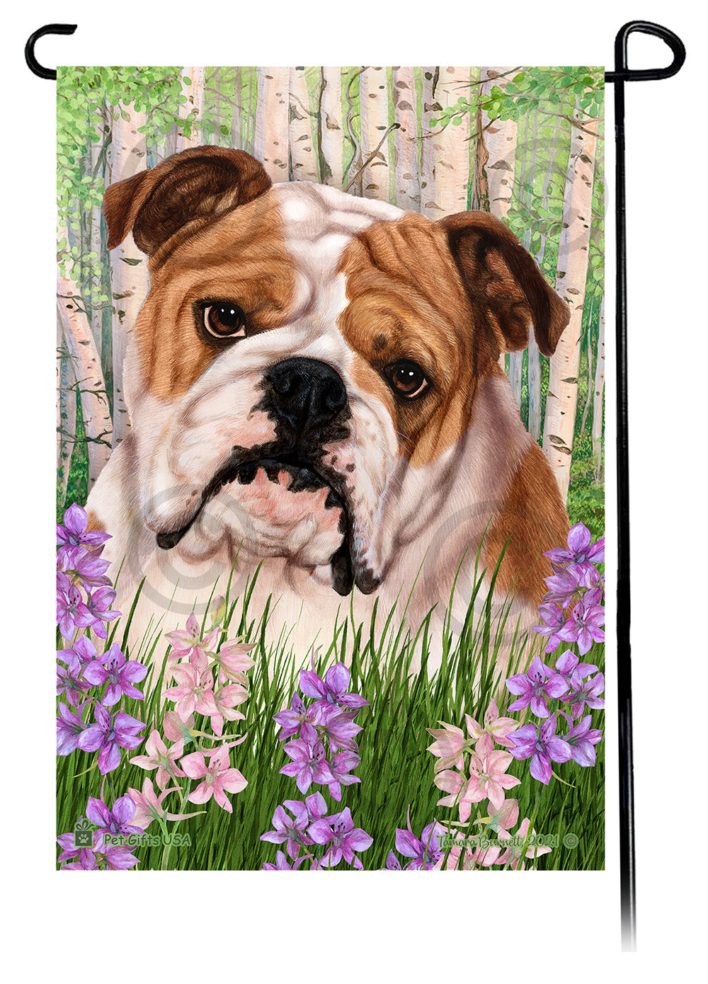 English Bulldog Spring Flowers Garden Flags