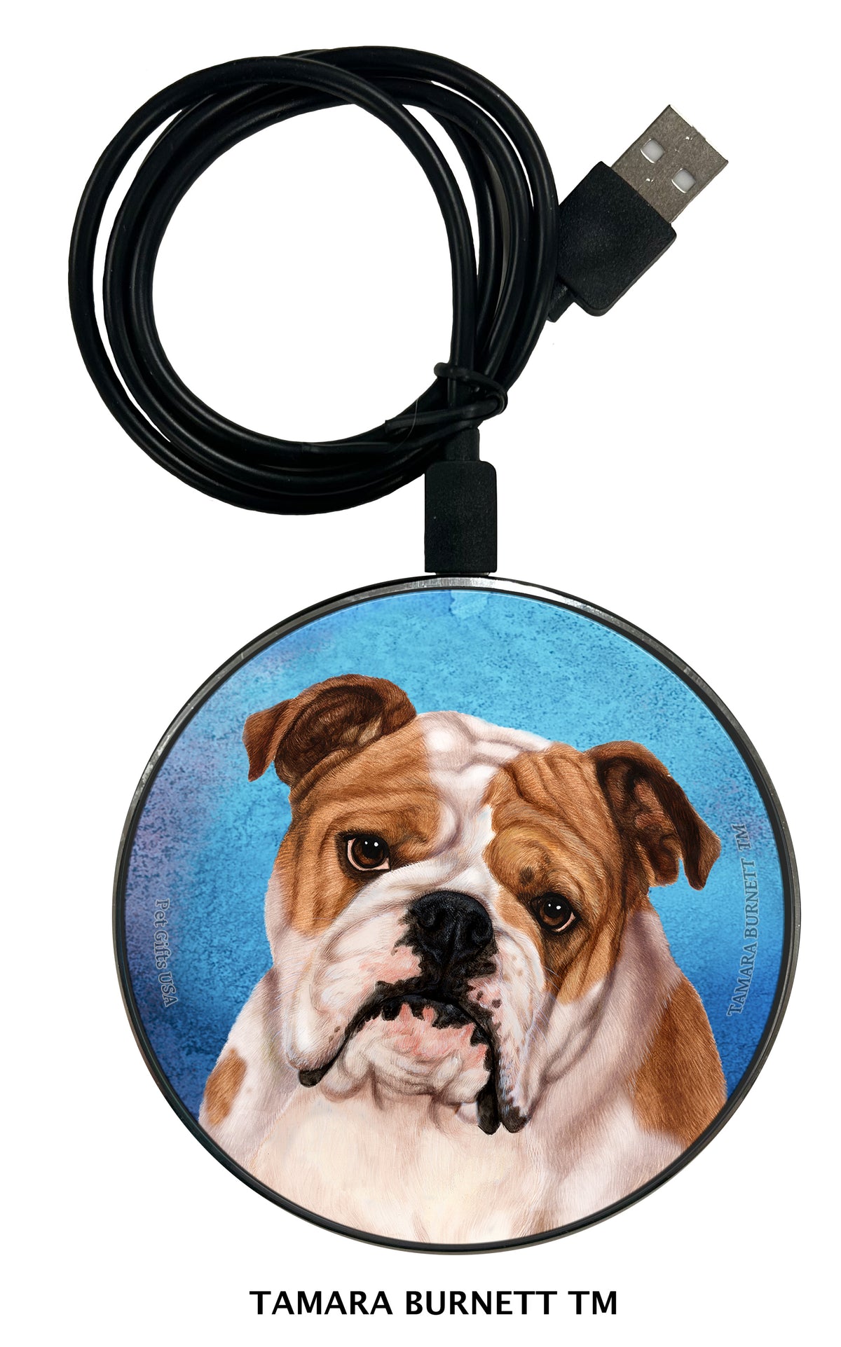 Bulldog English Tan and White Zoomies Wireless Charger