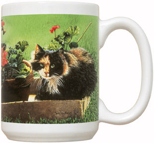 Calico Cat In Flowers - Fiddler's Elbow Mug