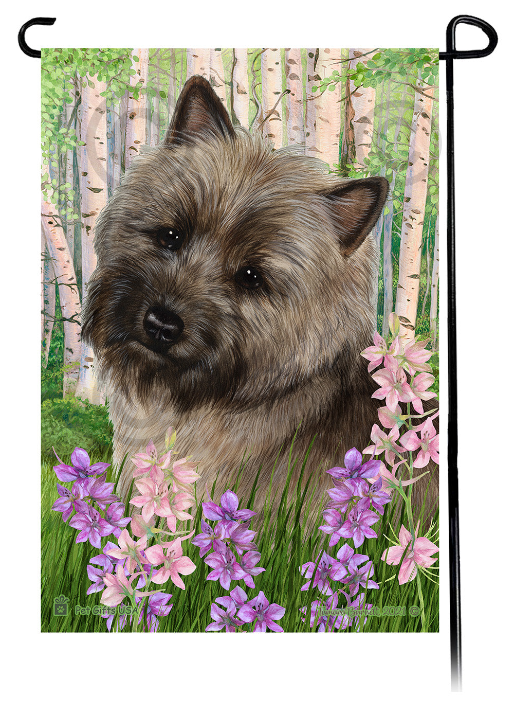 Cairn Terrier Spring Flowers - Garden Flag
