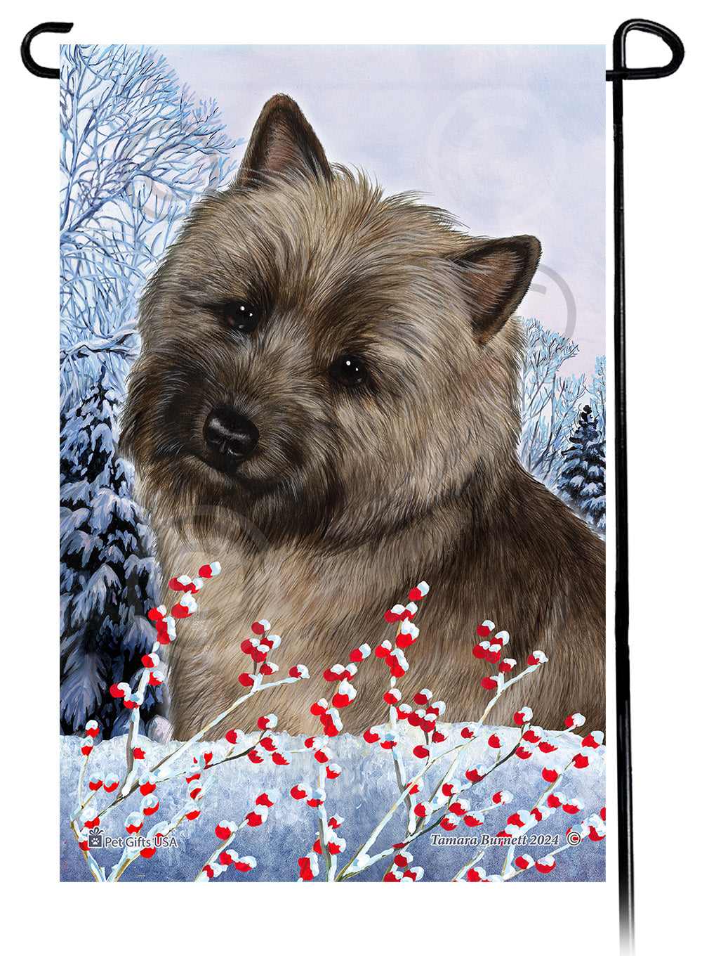 Cairn Terrier Winterberries - Garden Flag