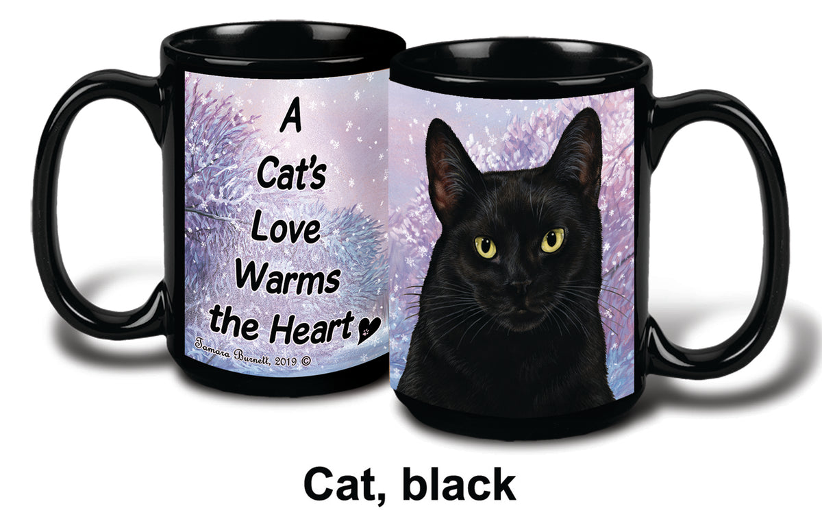 Cat (Black, Shorthair) Winter Mug 15 oz