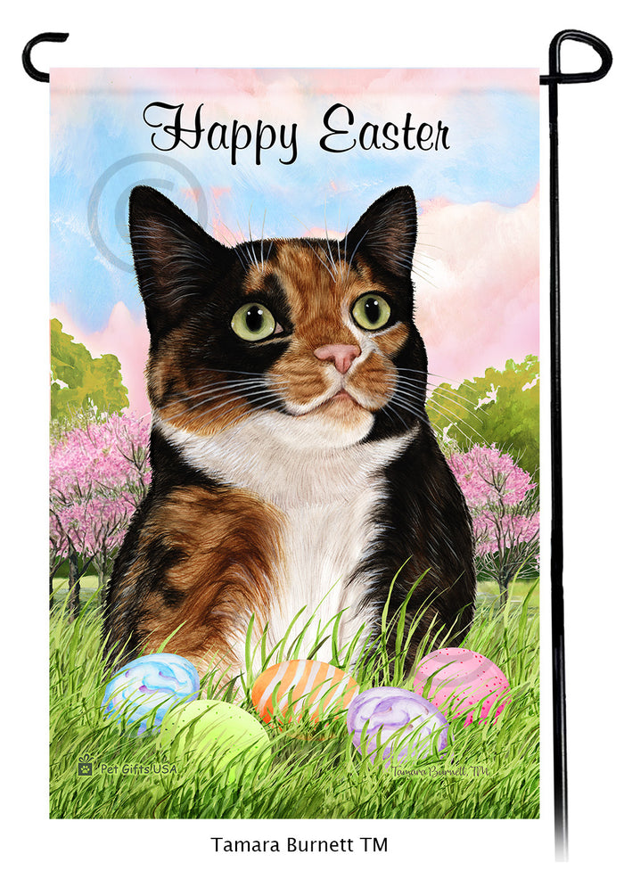 Calico Cat Happy Easter Garden Flags