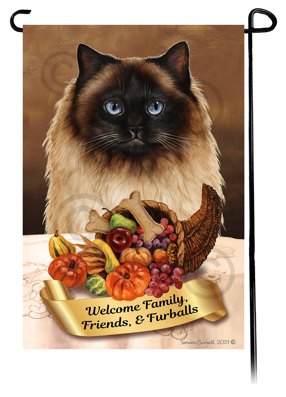 Himalayan Cat Thanksgiving Garden Flags