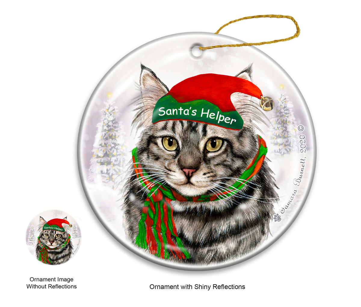 Maine Coon Silver Tabby Cat Ornament
