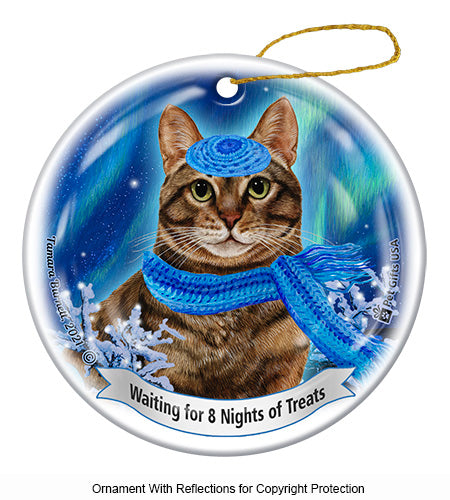 Brn Tabby Cat Hanukkah Ornament