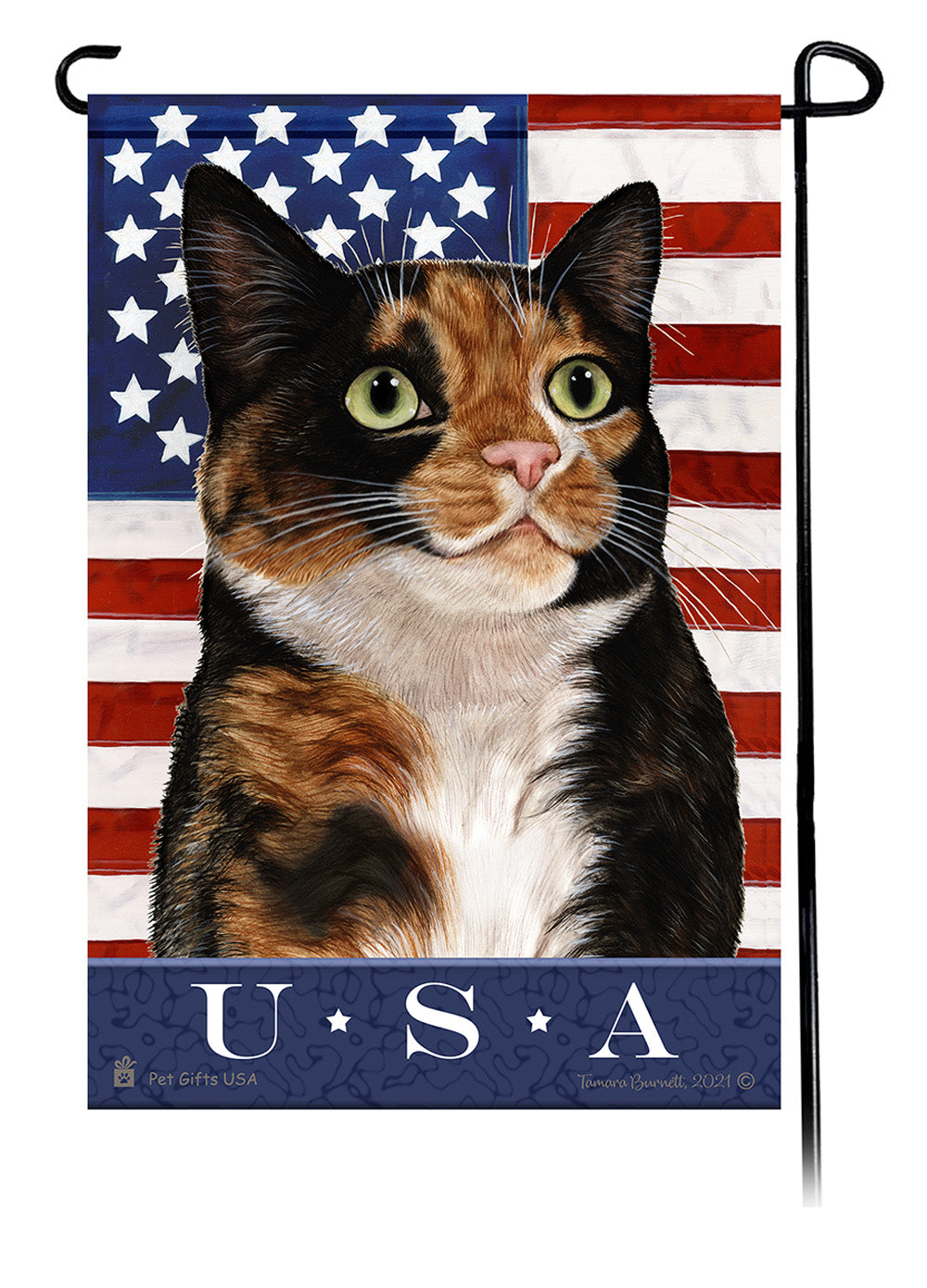 Tortoiseshell Cat True Blue Garden Flags