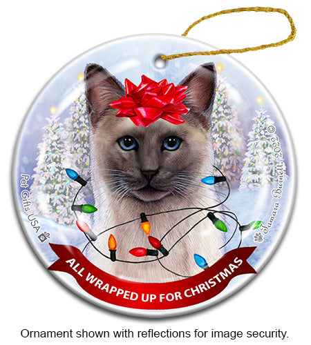 Siamese Blue Point All Wrapped Up Ornament