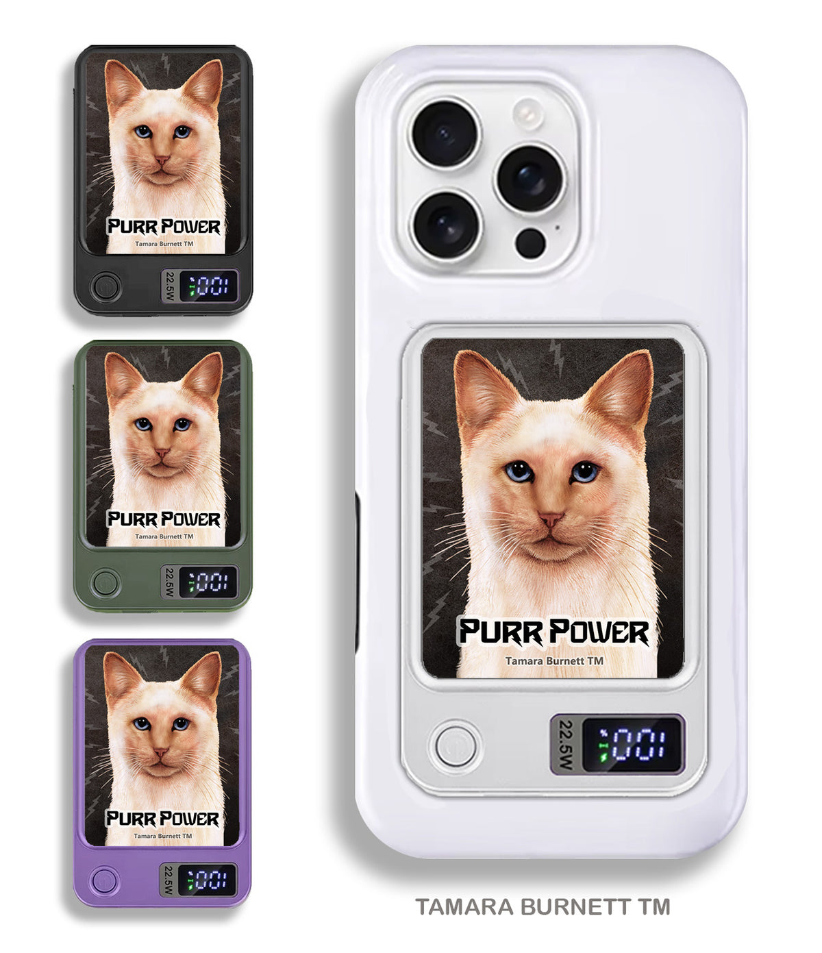 Siamese Flame Point Phone Bank Wireless Charger