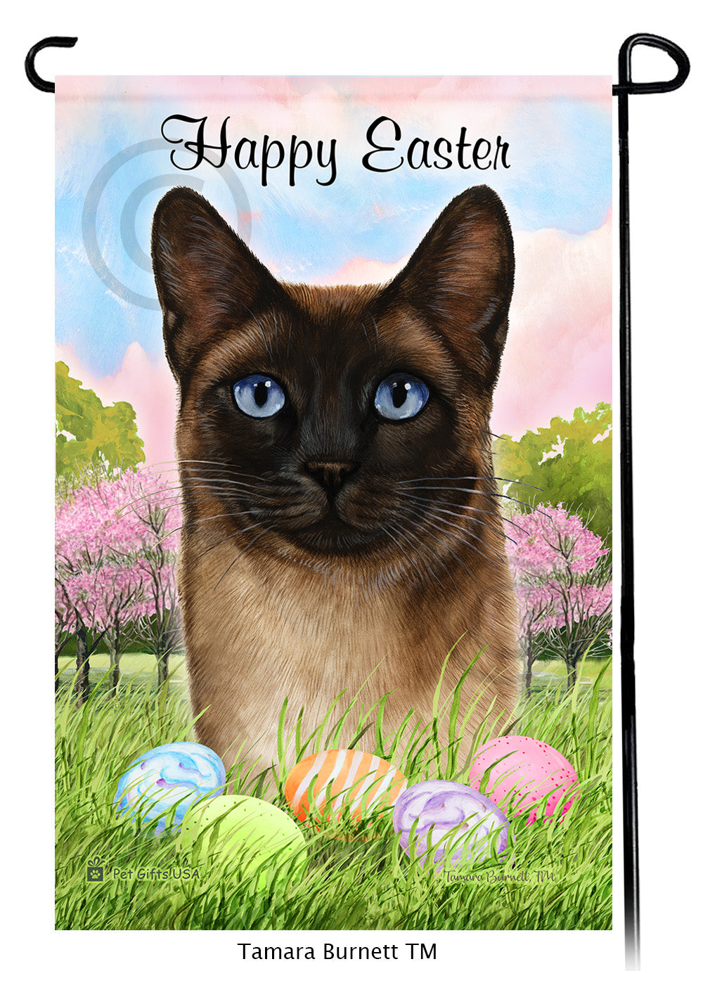 Siamese Cat Happy Easter - Garden Flag