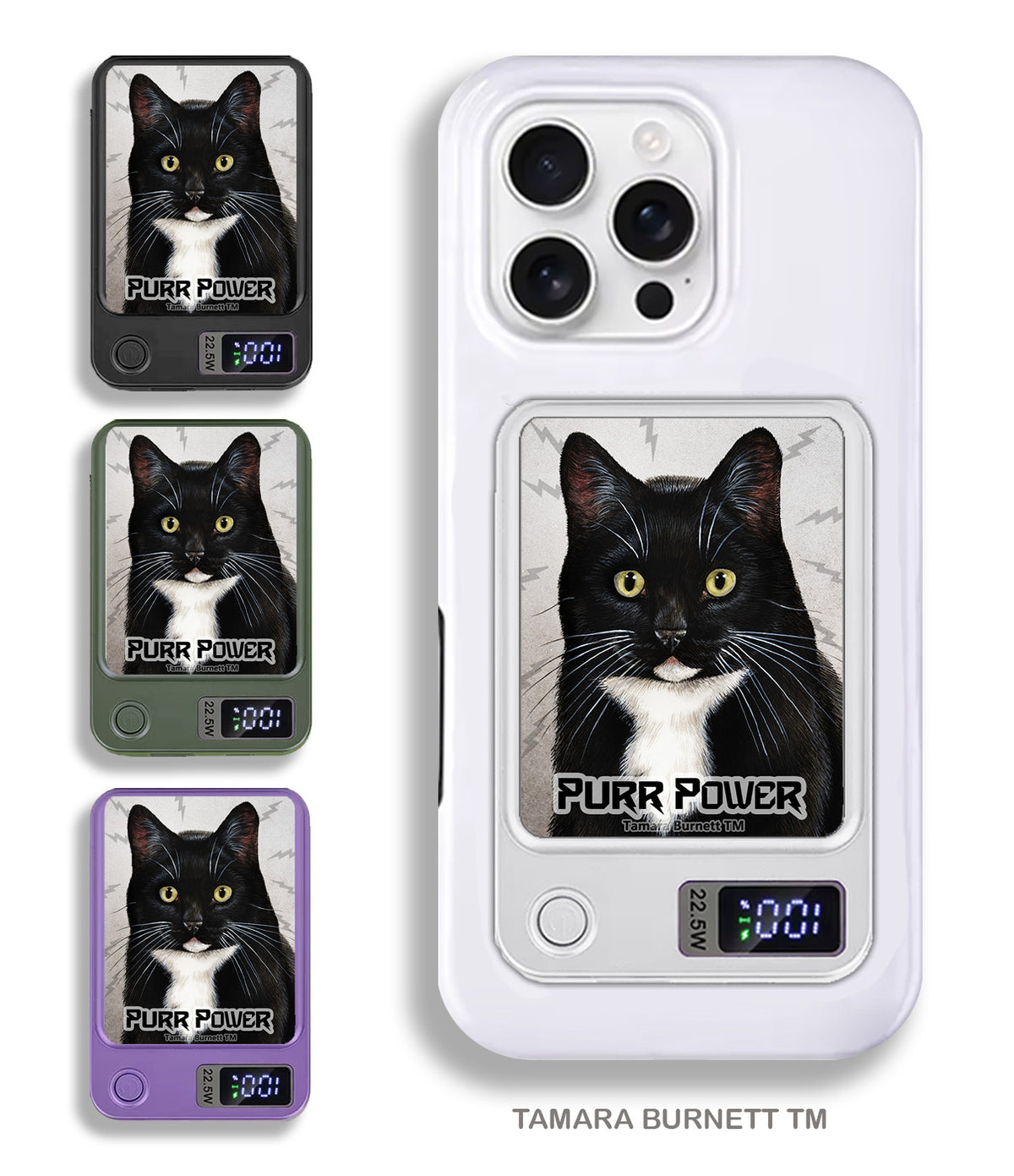 Tuxedo Black and White Phone Bank Wireless Charger