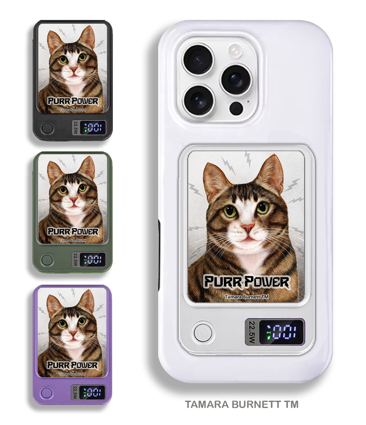 Tuxedo Brown and White Tabby Phone Bank Wireless Charger