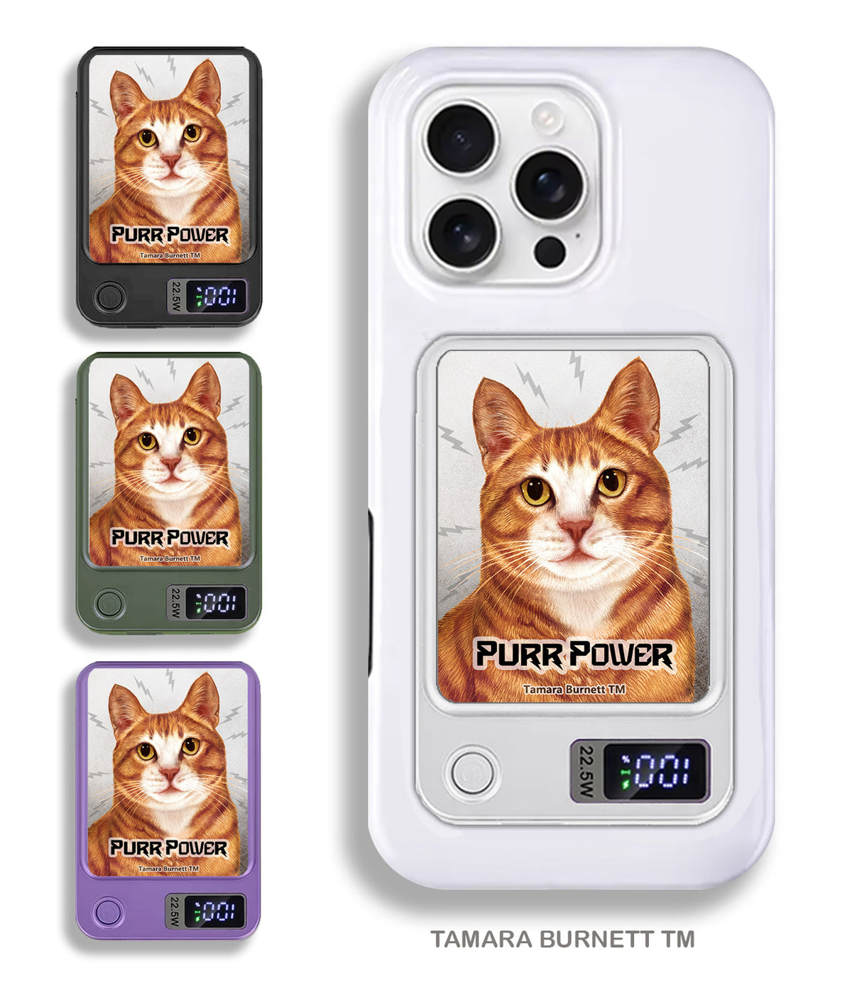 Tuxedo Orange and White Phone Bank Wireless Charger