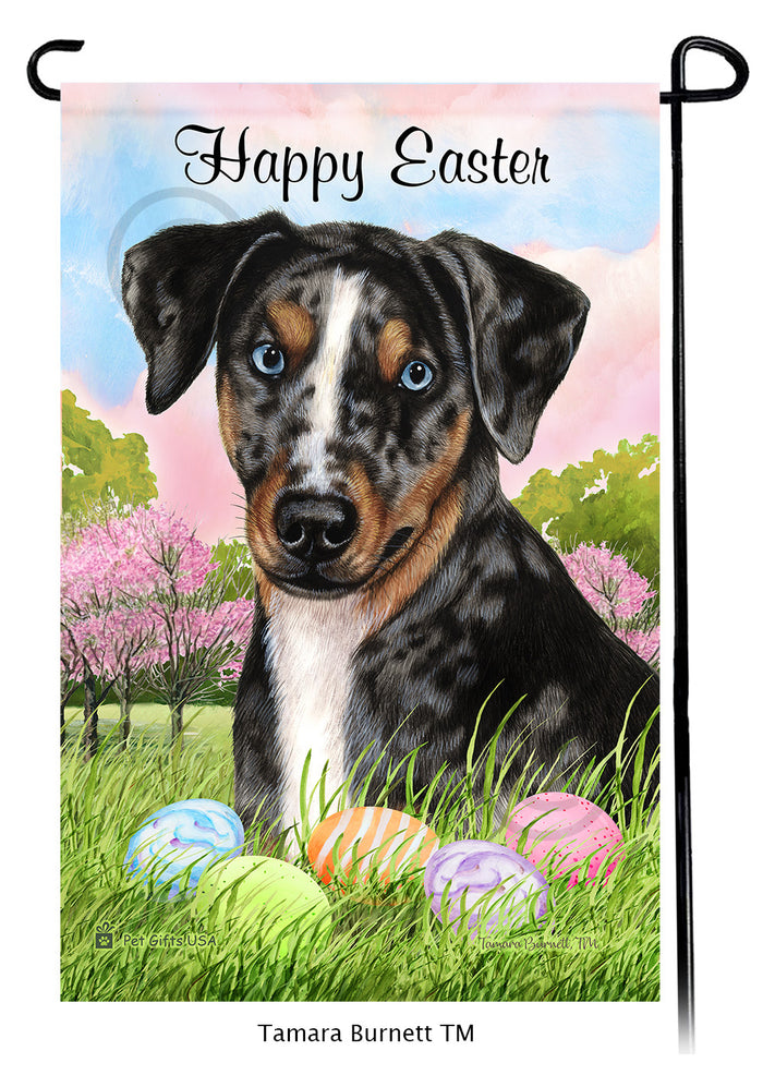 Catahoula Leopard Dog Happy Easter Garden Flags