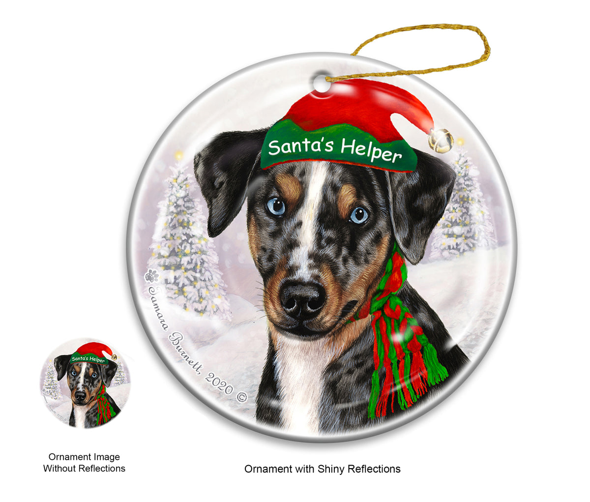 Catahoula Leopard Dog - Santa's Helper Ornament