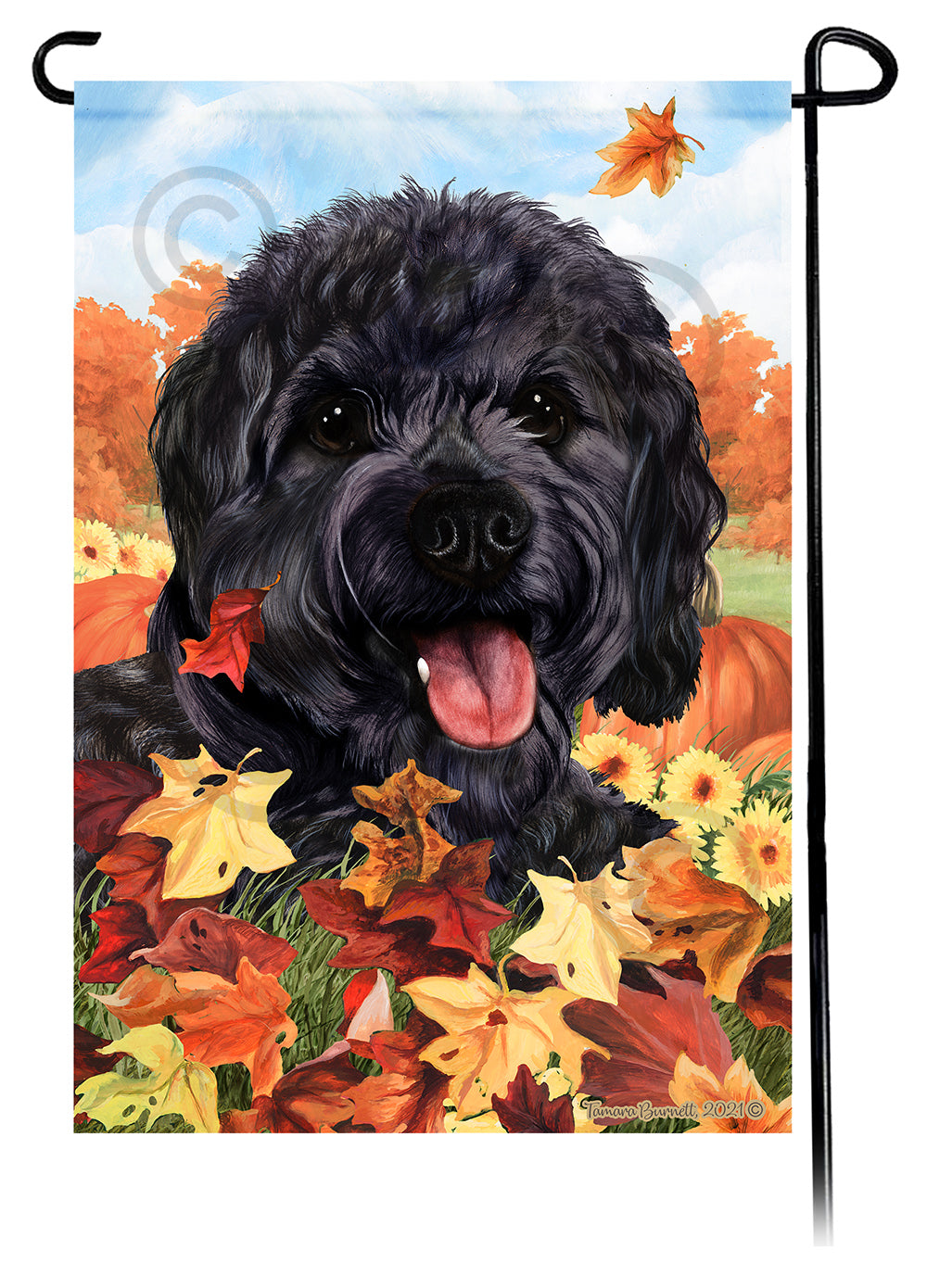 Cavapoo Falling Leaves Garden Flags