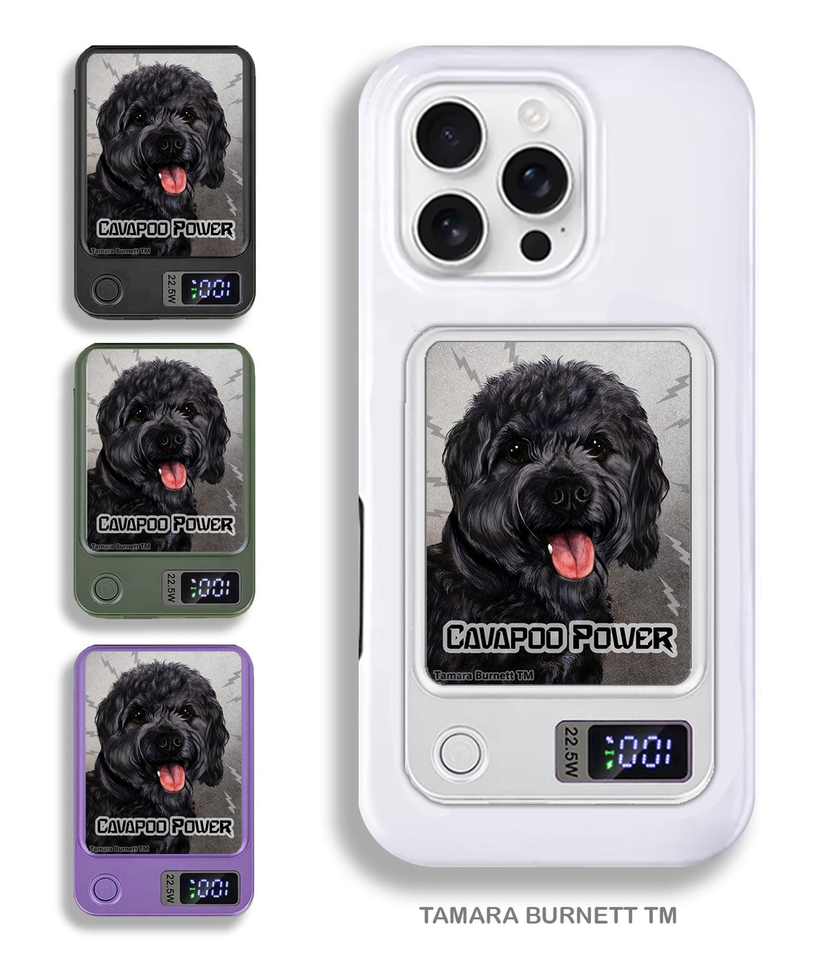 Cavapoo Black Phone Bank Wireless Charger