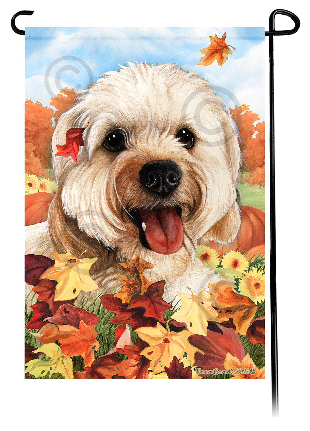 Cavapoo Falling Leaves - Garden Flag