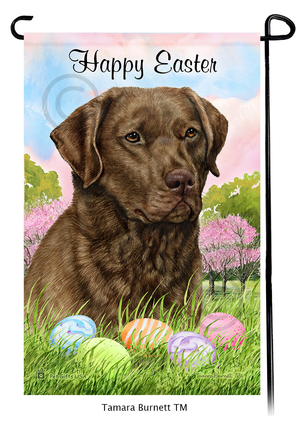 Chesapeake Bay Retriever Happy Easter Garden Flags