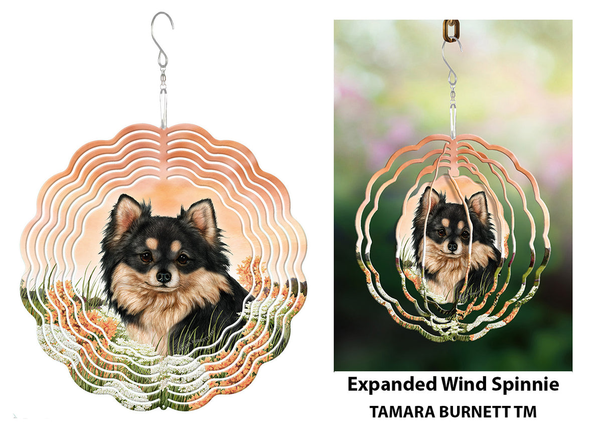 Long-Haired Chihuahua Black and Tan Wind Spinner