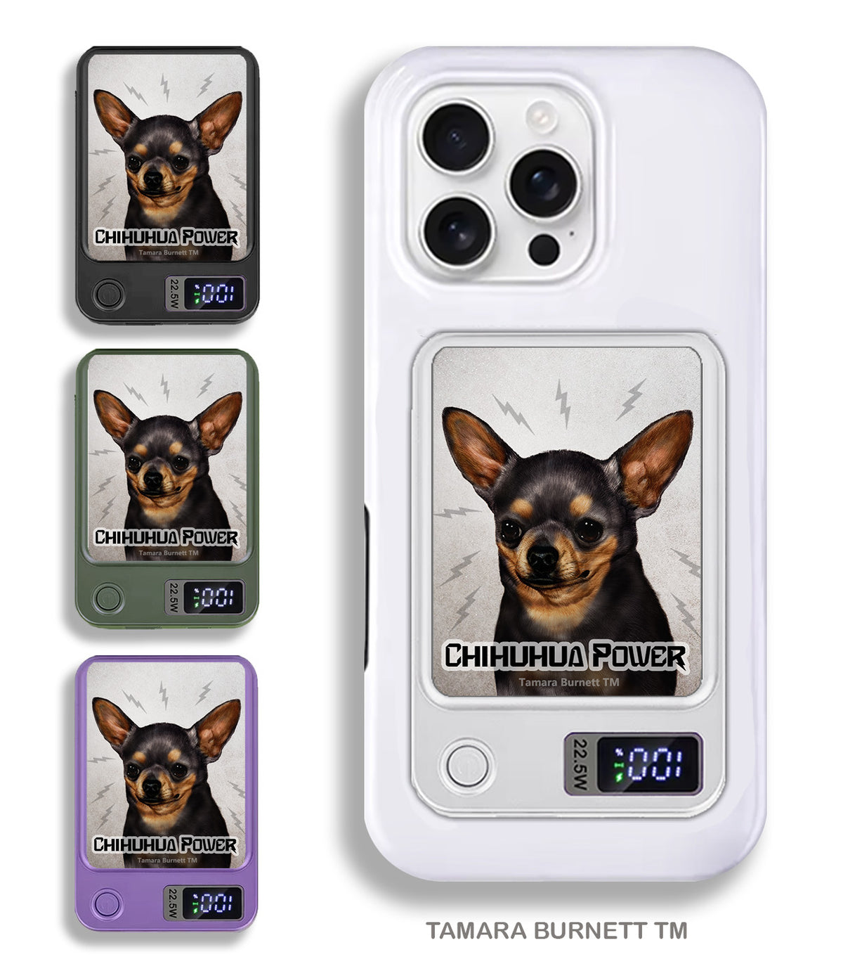 Short-Haired Chihuahua Black and Tan Phone Bank Wireless Charger