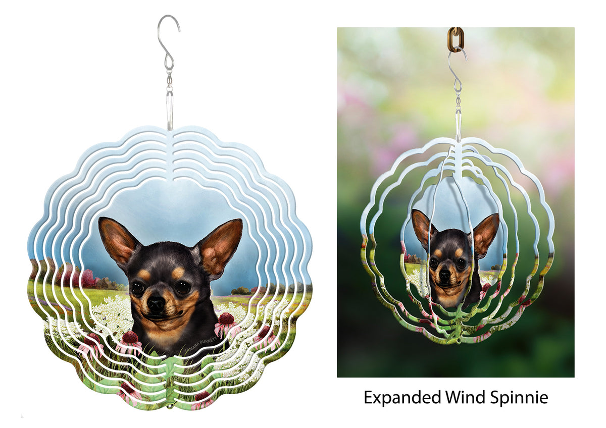 Short-Haired Chihuahua Black And Tan Wind Spinner