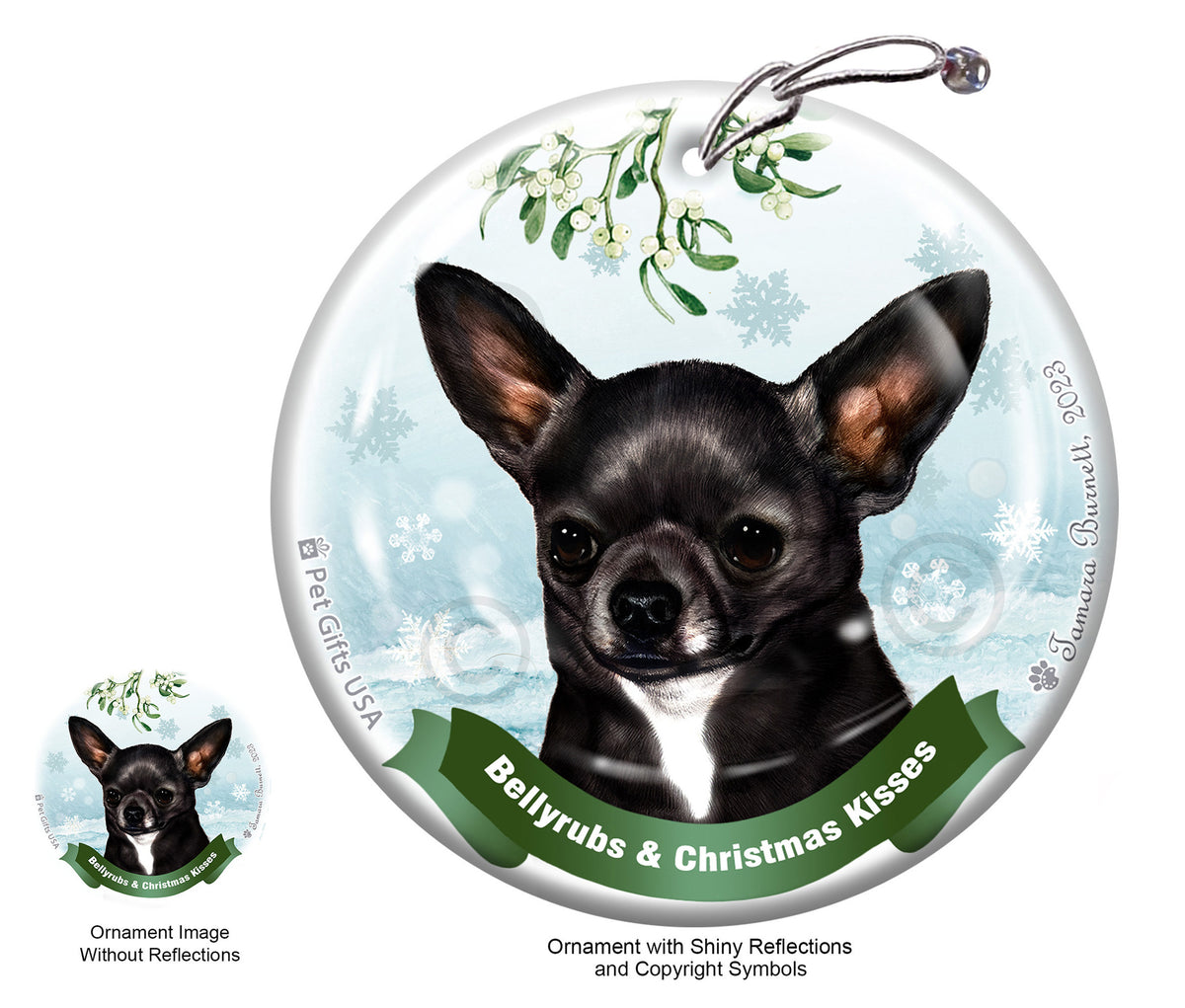 Chihuahua Short Hair Black and White Ornament