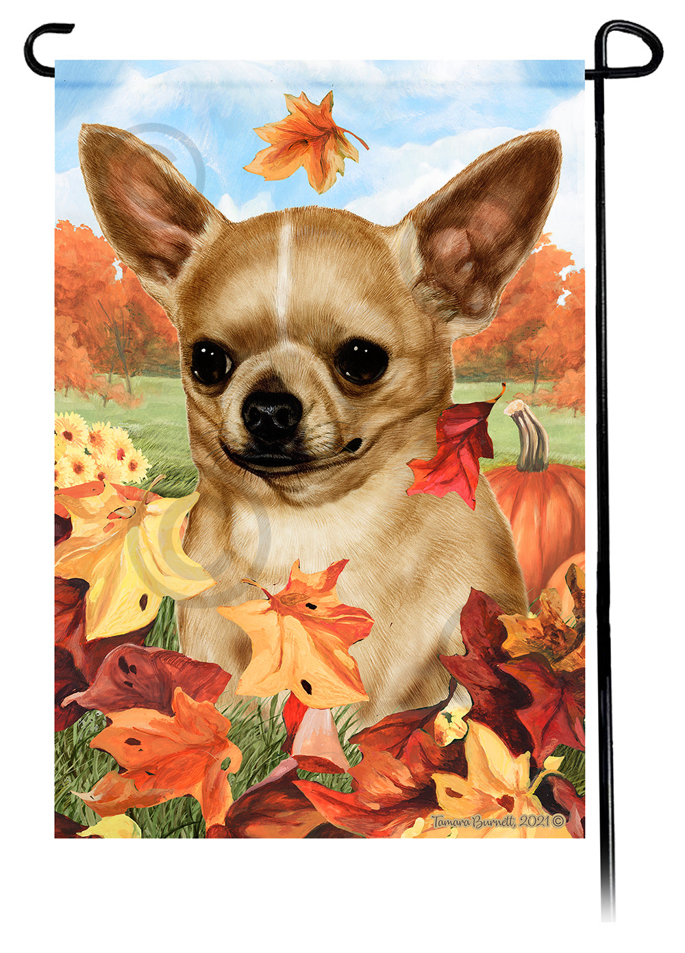 Chihuahua Falling Leaves Garden Flags