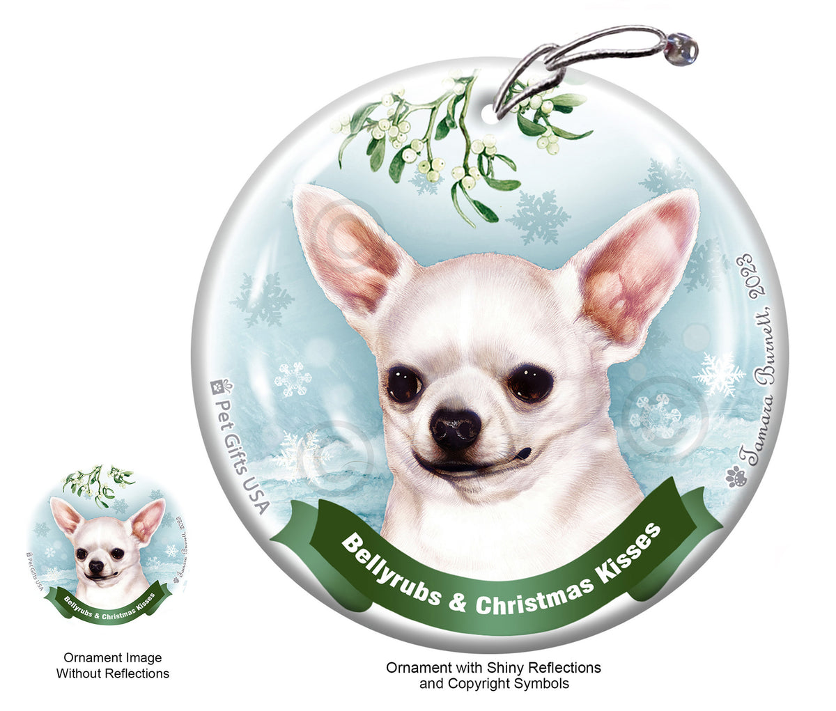 Chihuahua Short Hair White Ornament
