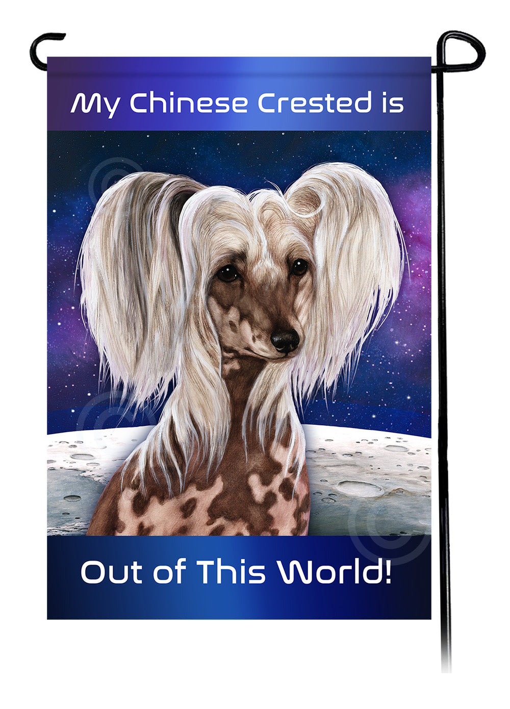 Chinese Crested Out Of This World Garden Flags
