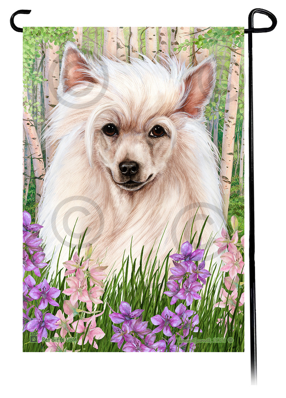 Chinese Crested Spring Flowers - Garden Flag