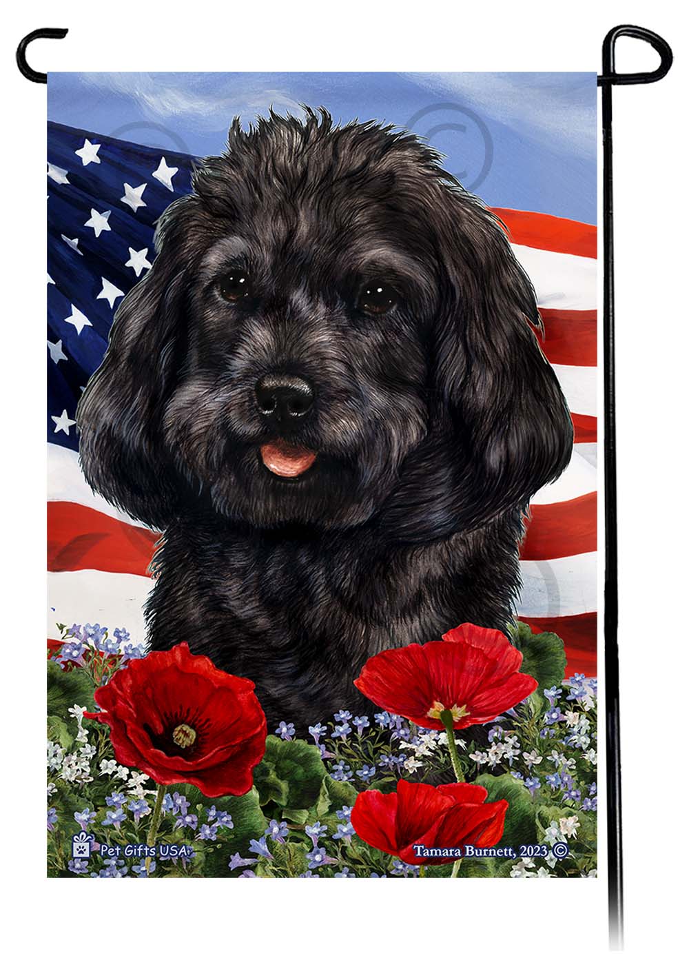 Cockapoo Patriotic Flowers Garden Flags