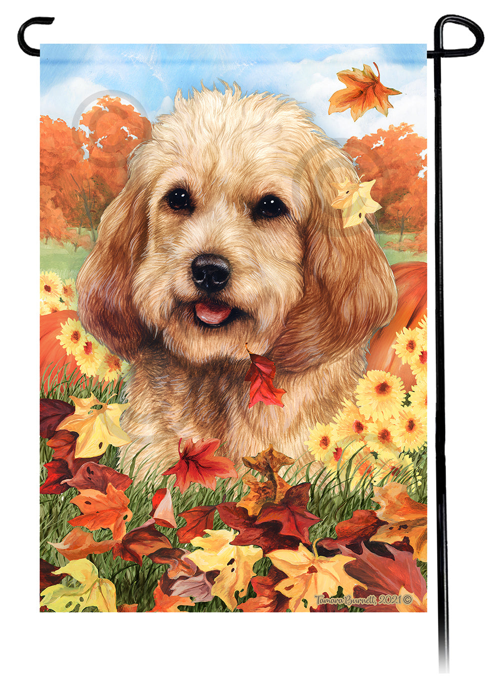 Cockapoo Falling Leaves - Garden Flag
