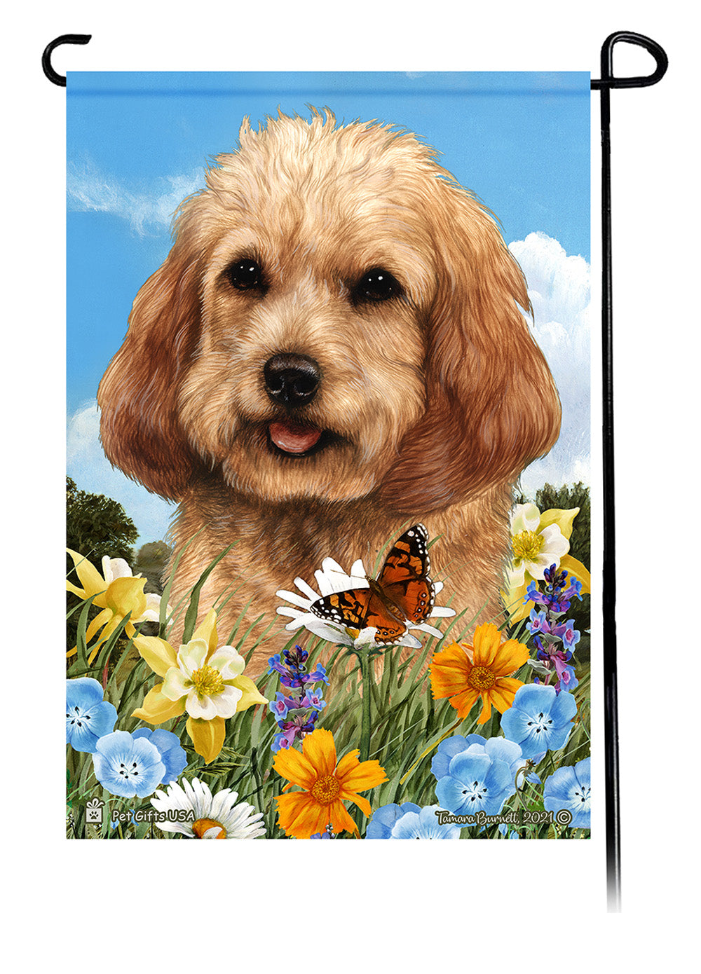 Cockapoo Summer Flowers - Garden Flag