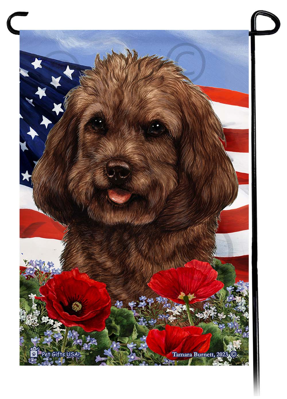 Cockapoo Patriotic Flowers - Garden Flag