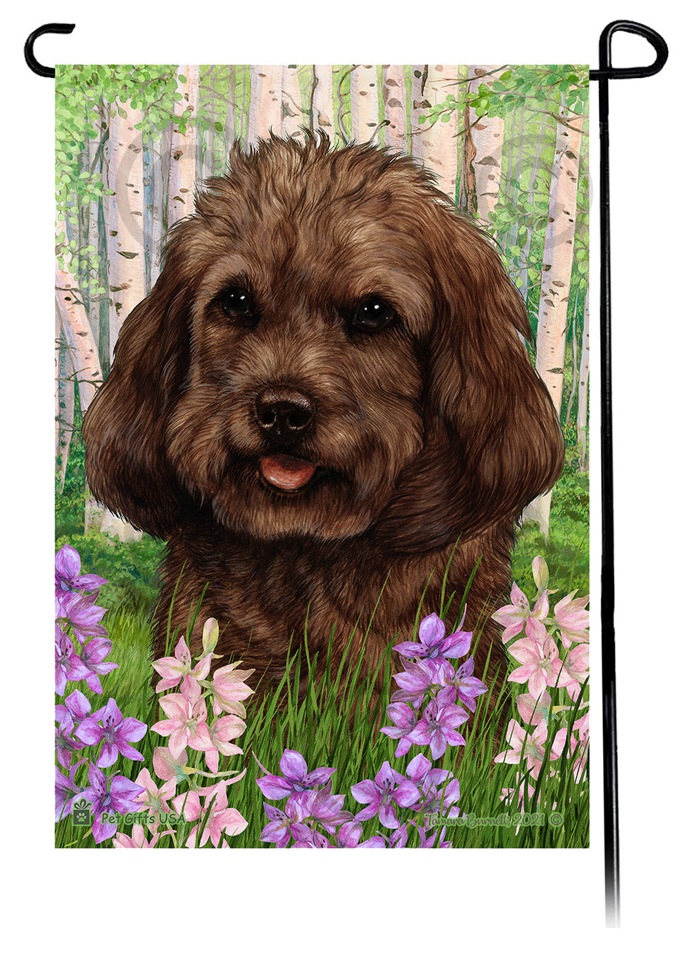 Cockapoo Spring Flowers - Garden Flag