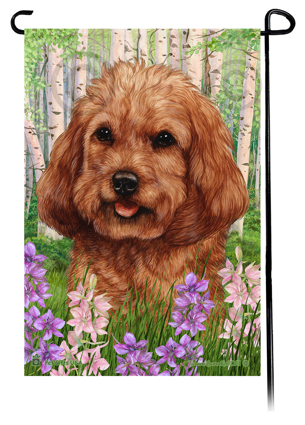 Cockapoo Spring Flowers - Garden Flag